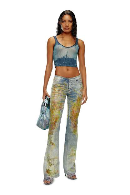 Grab-D S-Hobo bag in flower devoré denim