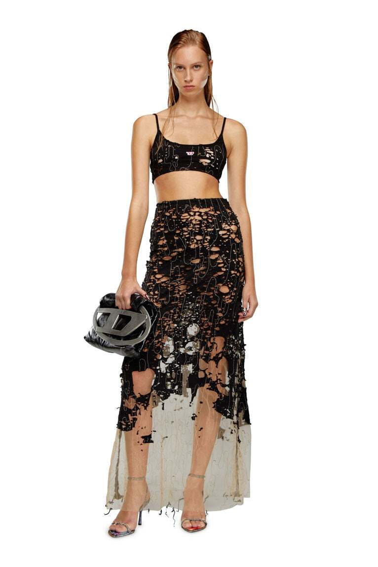 Big-D-Clutch bag in crinkled leather