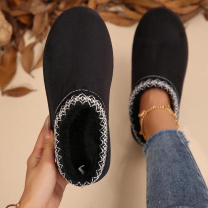 Women's Platform Short Ankle Boots Warm Slip-On Snow Slippers for Indoor and Outdoor