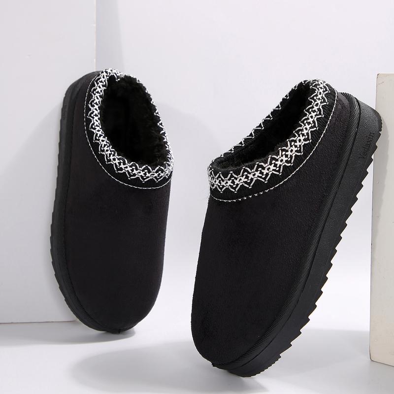 Women's Platform Short Ankle Boots Warm Slip-On Snow Slippers for Indoor and Outdoor
