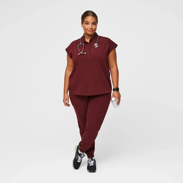 Rafaela Oversized Scrub Set--Burgundy