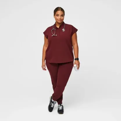 Rafaela Oversized Scrub Set--Burgundy
