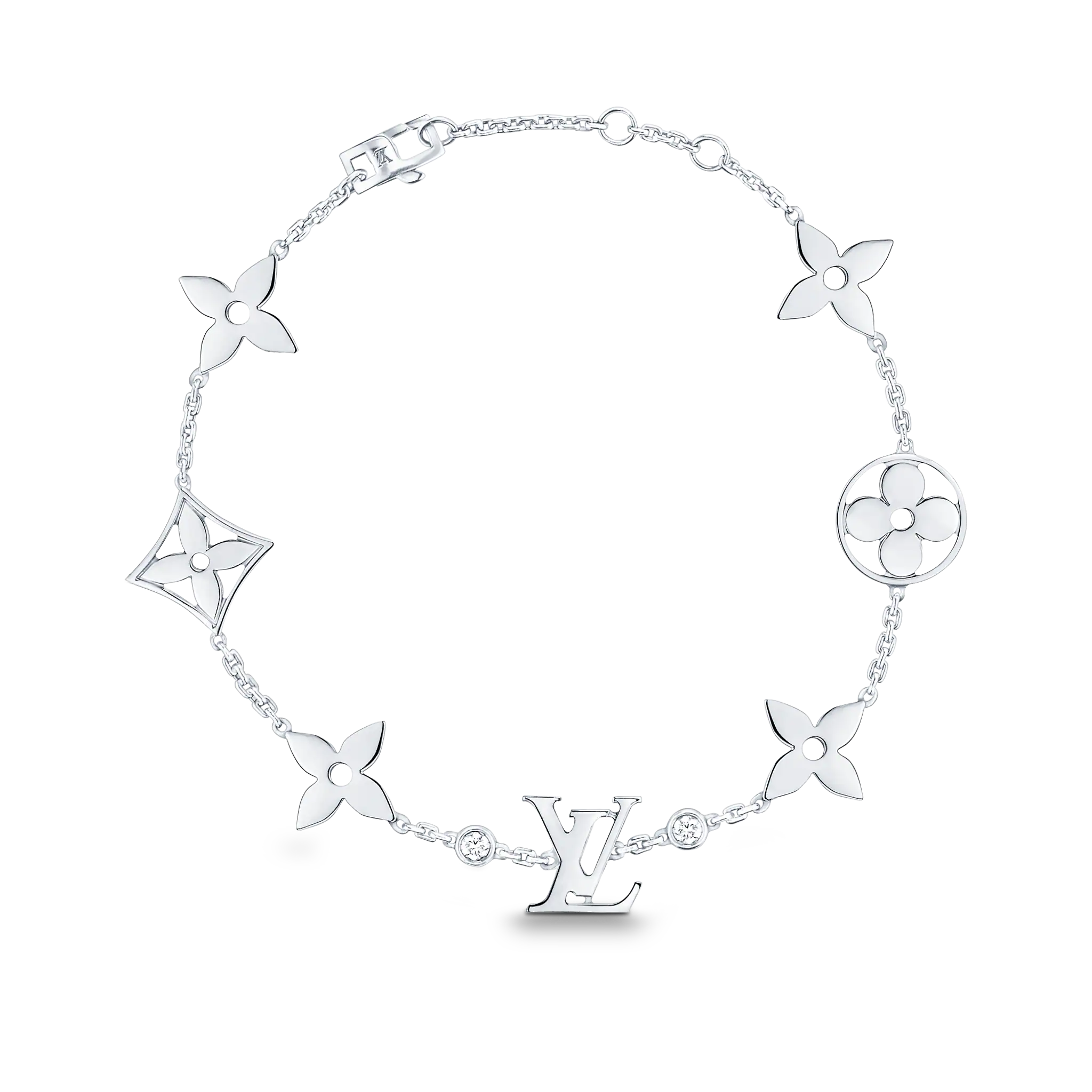 IDYLLE BLOSSOM MONOGRAM BRACELET, WHITE GOLD AND DIAMONDS Fashion Jewelry