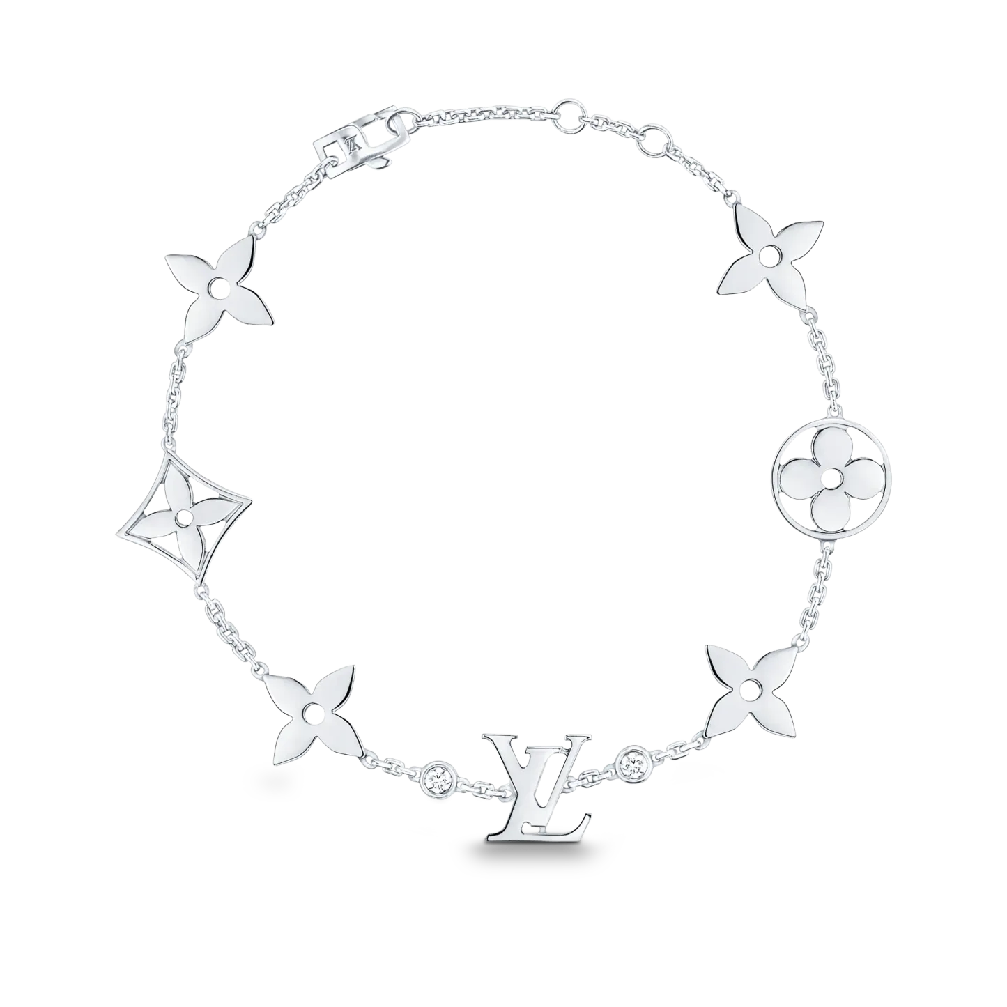 IDYLLE BLOSSOM MONOGRAM BRACELET, WHITE GOLD AND DIAMONDS Fashion Jewe
