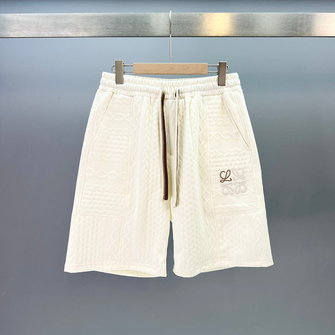 White Embossed Shorts-Tickkin