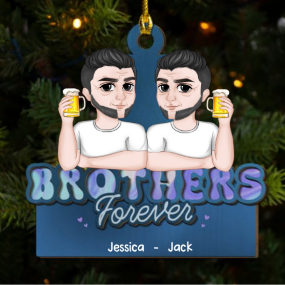 Siblings Forever - 2-Layered Wood Ornament