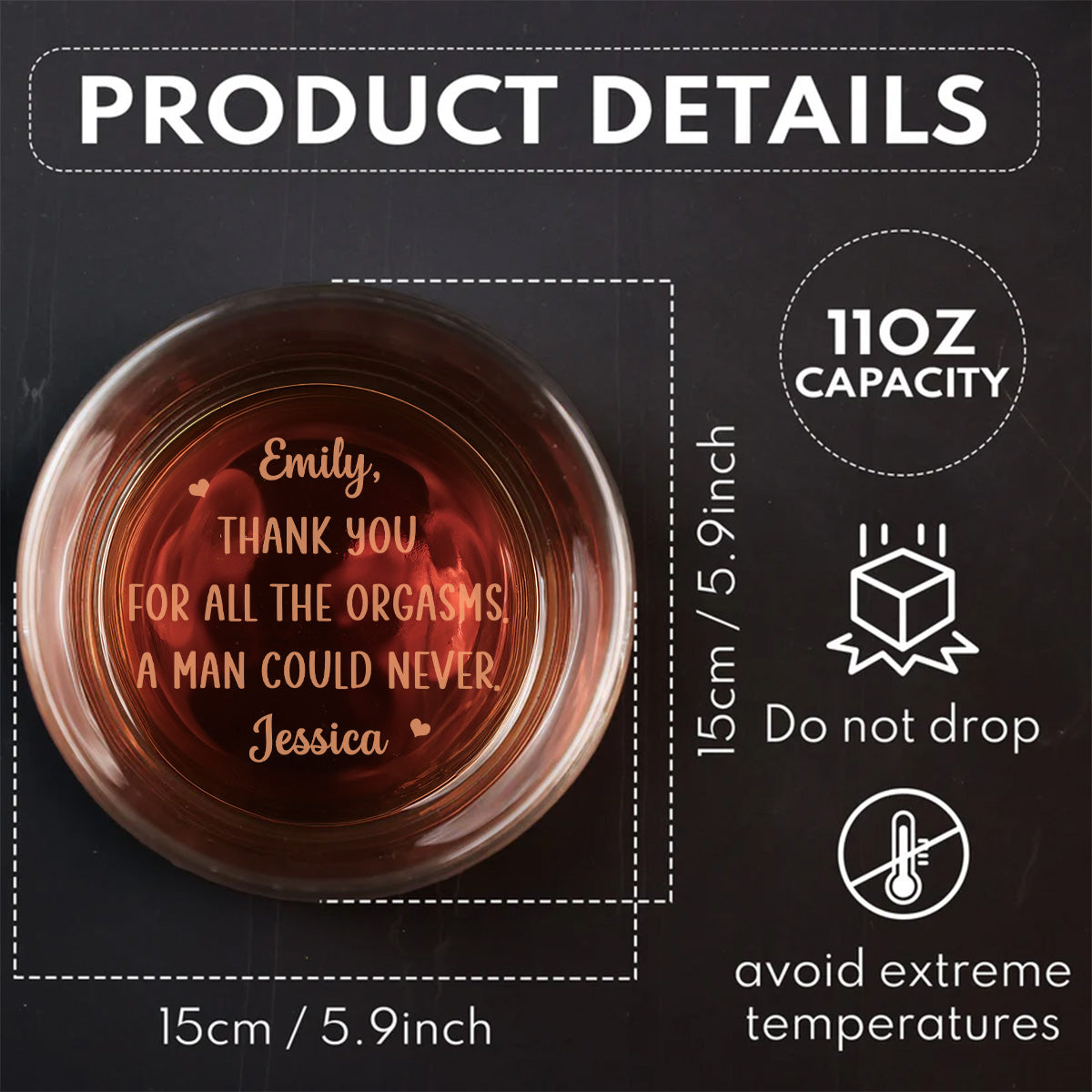 A Man Could Never Babe -  Engraved Whiskey Glass