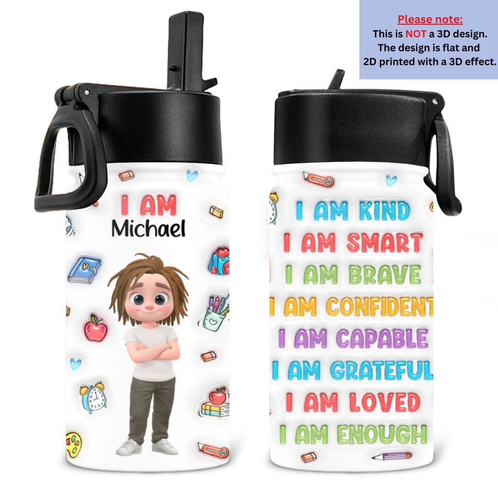 Kind Smart Loved Cartoonize -  3D Inflated Effect Kids Water Bottle