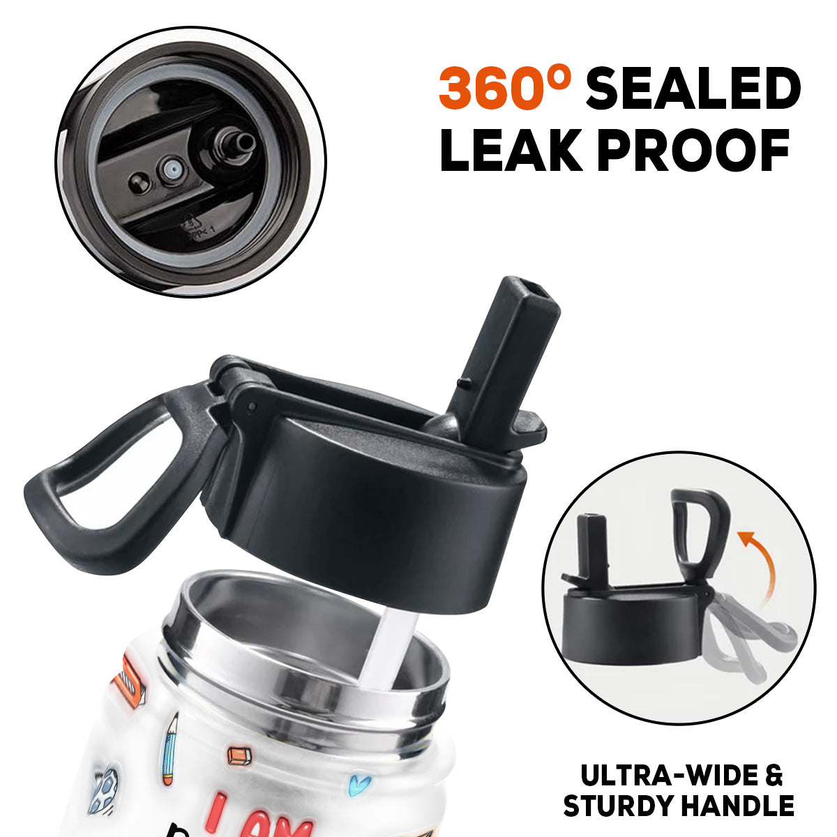 Kind Smart Loved Cartoonize -  3D Inflated Effect Kids Water Bottle