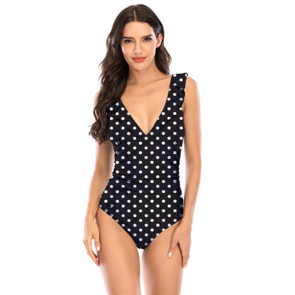 Floral Plunge Ruffled One-piece Tummy Control Swimsuit 