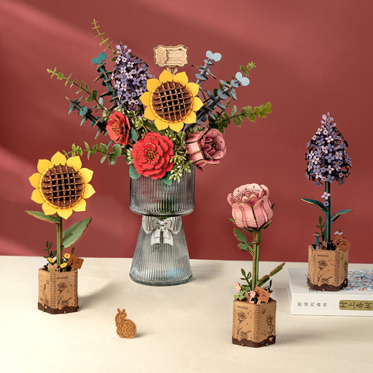 Wooden Flower Building Blocks Flower Assembly DIY Toy