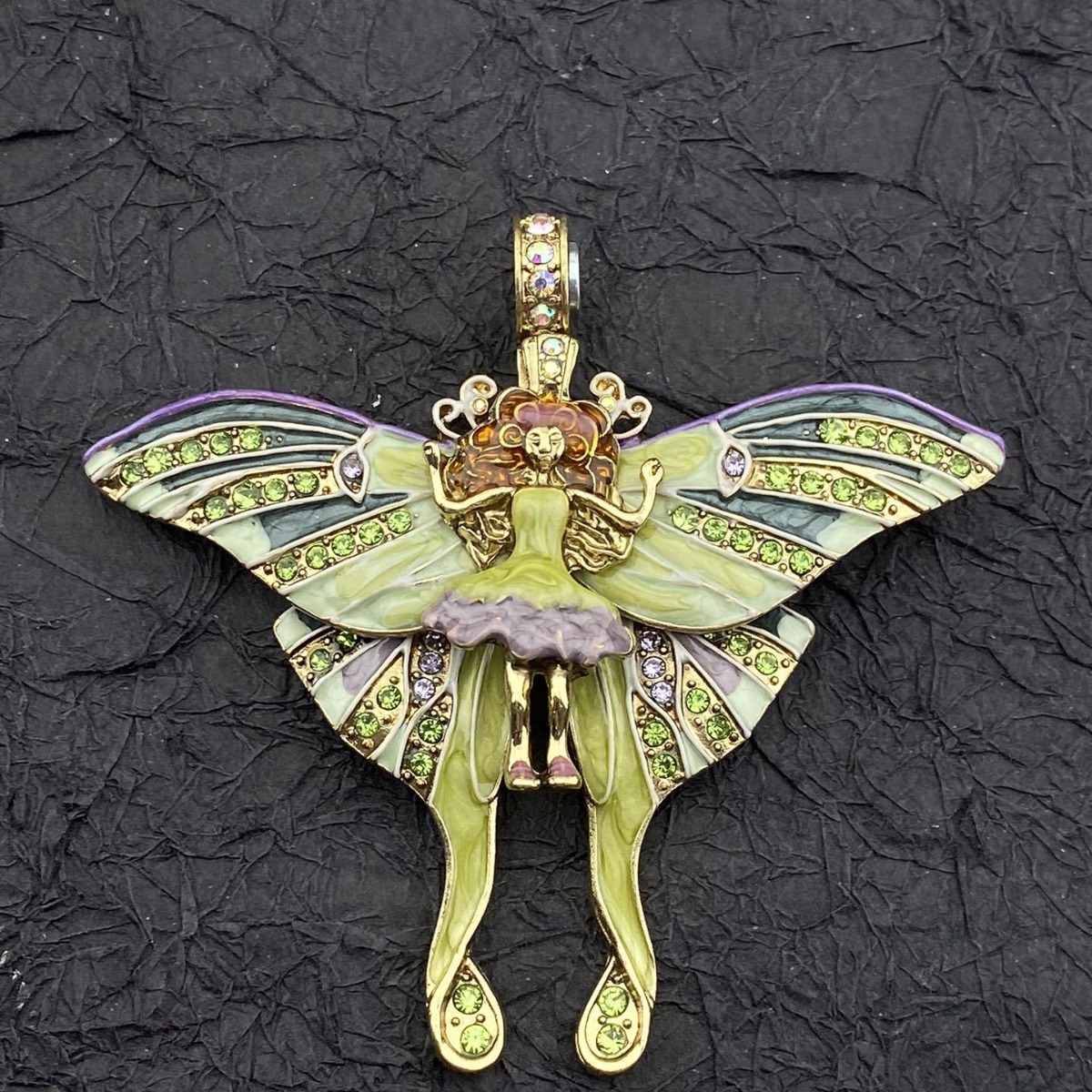 Handmade Enamel Old Gold Antique Finish Butterfly Angel Magnet Pendant