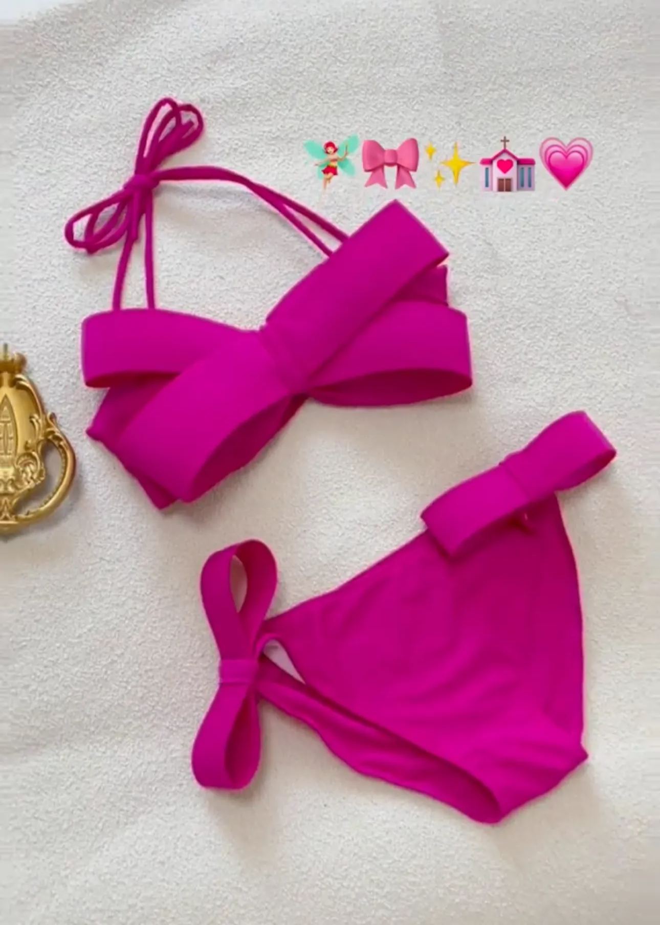 Pink Bow Triangle Bikini Set 🎀