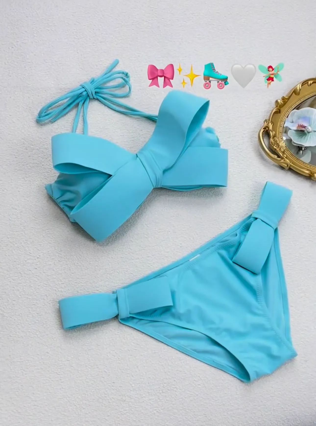 Blue Bow Triangle Bikini Set 🎀