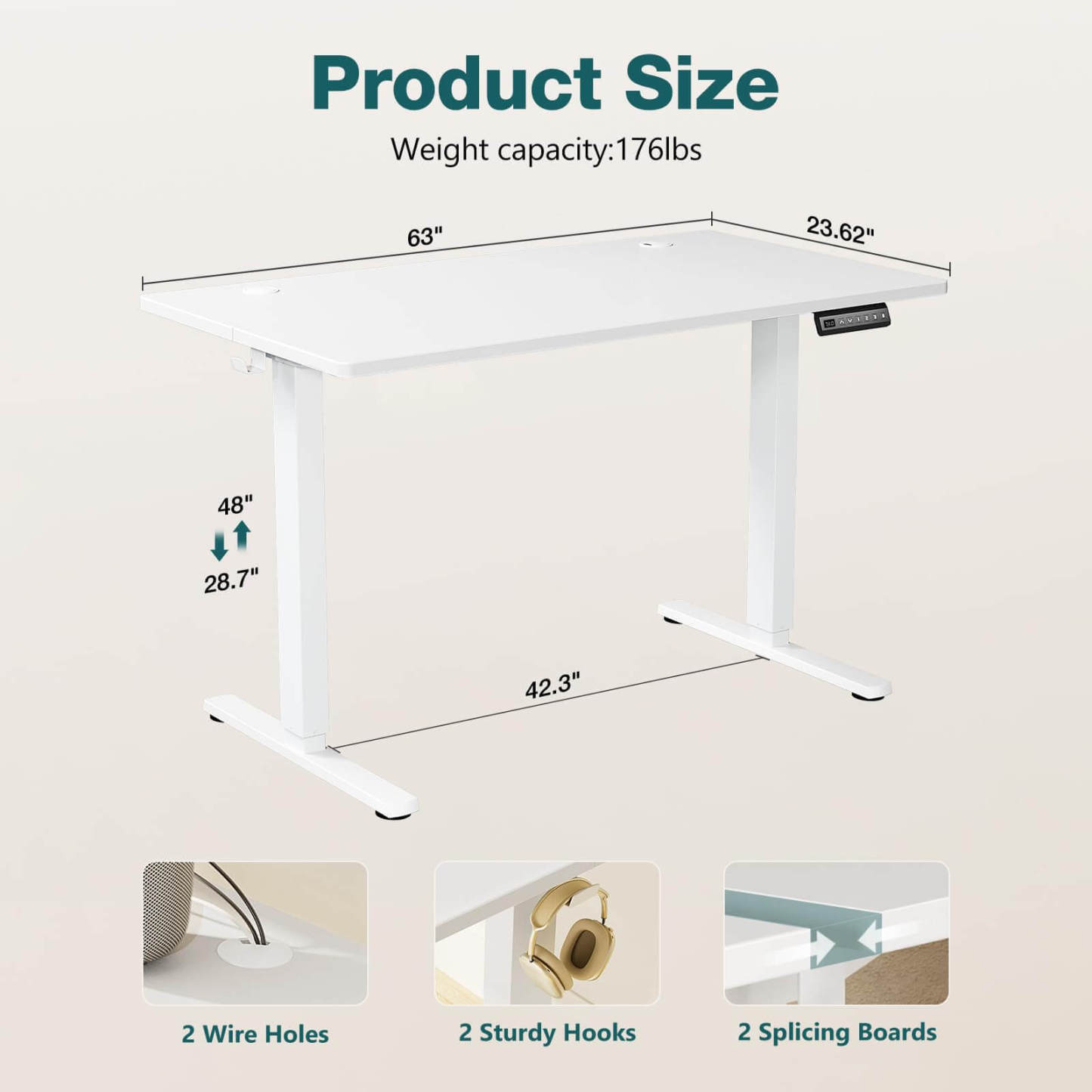 Electric Height Adjustable Standing Desk,Sit to Stand Ergonomic Computer Desk