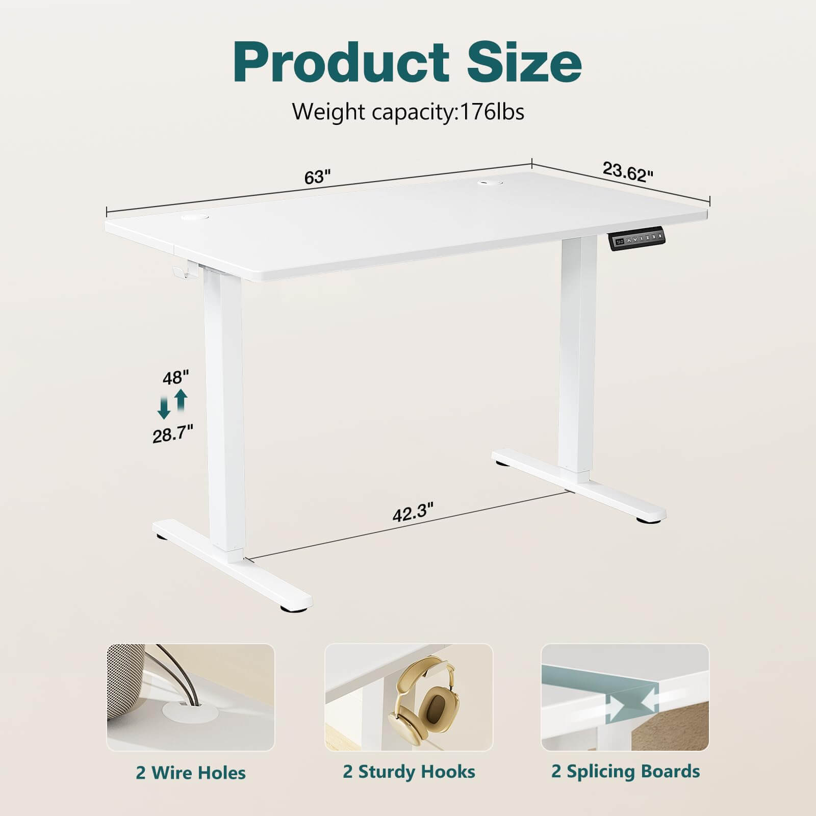 Electric Height Adjustable Standing Desk,Sit to Stand Ergonomic Computer Desk