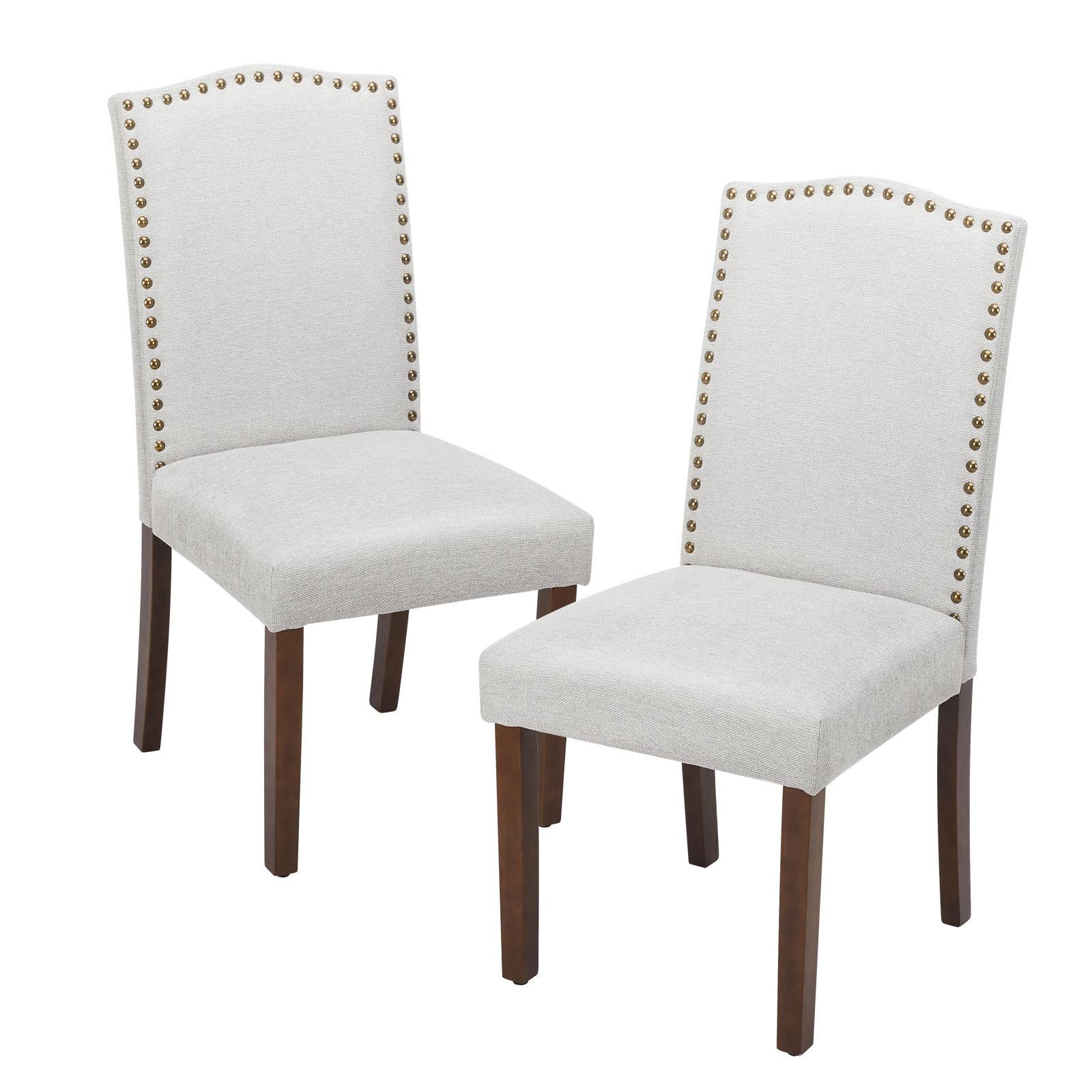 Living Room, Upholstered Leather Dining, Parsons Nailhead Trim and Wood Legs（2PCS）