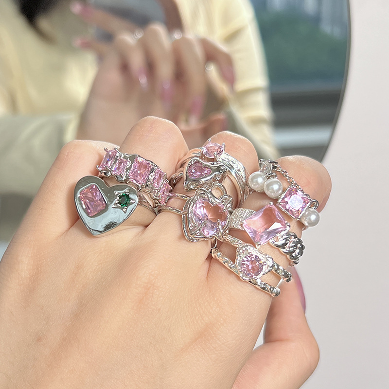 Pink Rhinestone Rings
