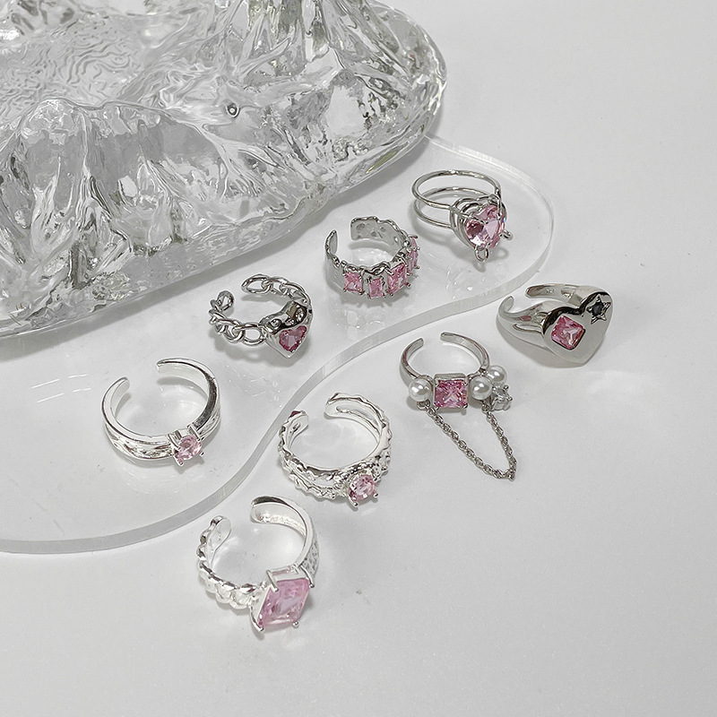 Pink Rhinestone Rings