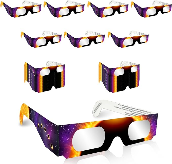 Solar Eclipse Glasses Approved 2024 - CE & ISO Certified Safe Shades for Solar Eclipse (50 Packs)