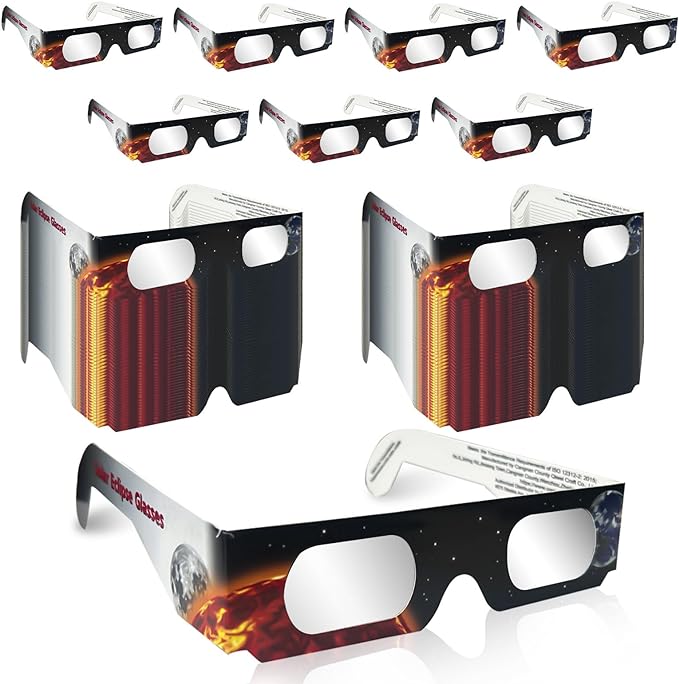 Solar Eclipse Glasses Approved 2024 - CE & ISO Certified Safe Shades for Solar Eclipse (50 Packs)