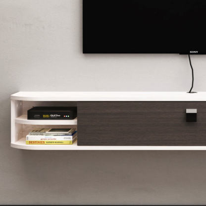 Plywood Floating TV Stand Shelf with Storage Cubbies for 50 inch Television