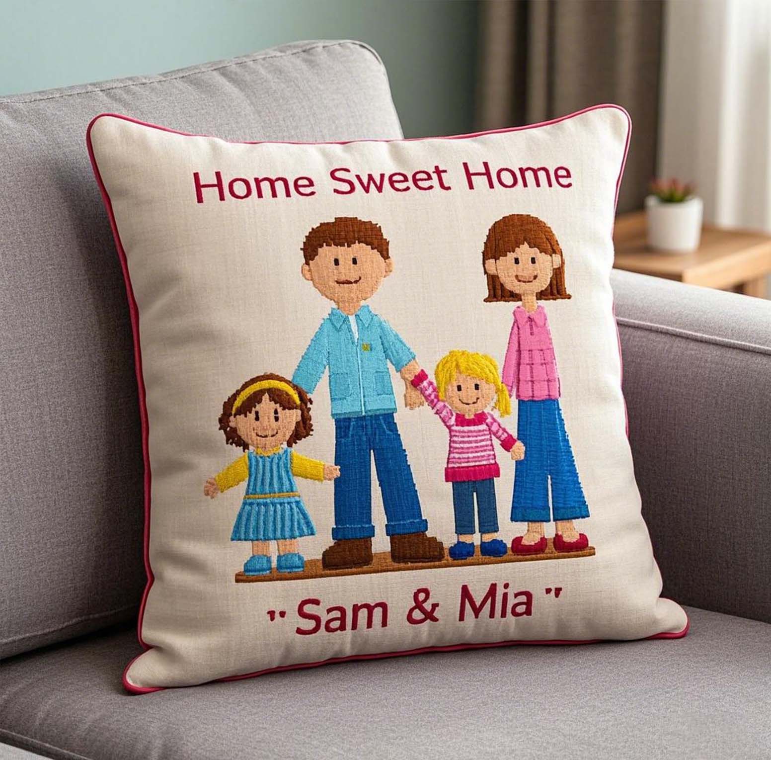 Personalized Throw Pillow Family Custom Decor Printed Cushion Family Gift