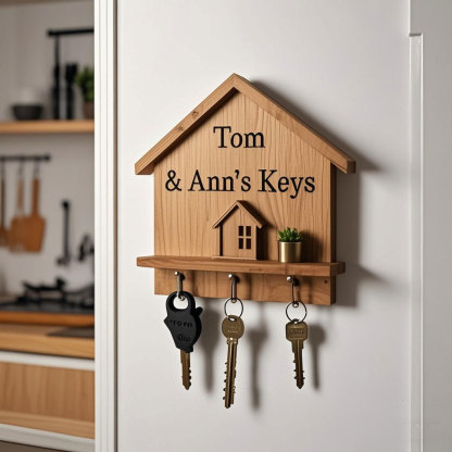 Custom House Shaped Wooden Home Key Hook - New home decoration