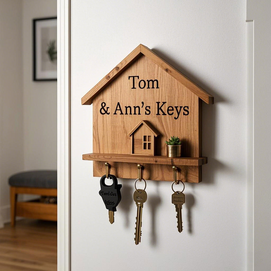 Custom House Shaped Wooden Home Key Hook - New home decoration