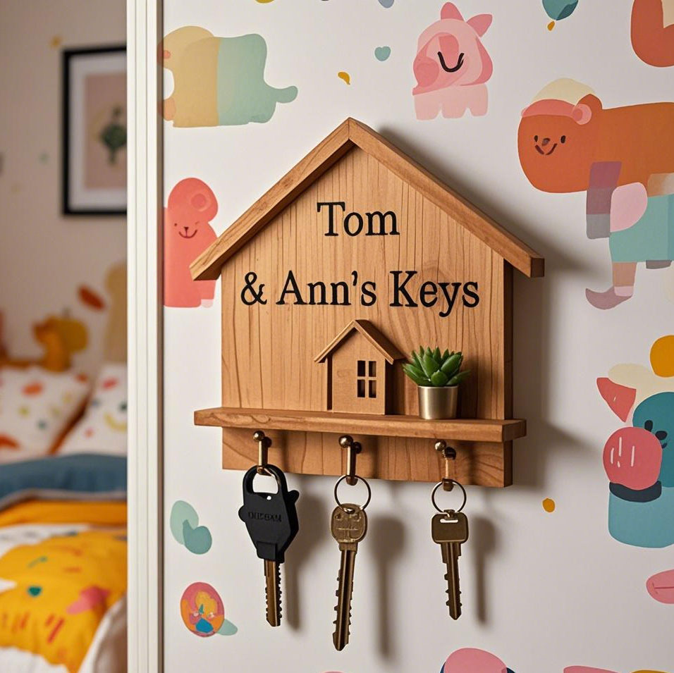Custom House Shaped Wooden Home Key Hook - New home decoration