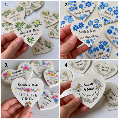 Personalized "Let Love Grow" Thank you Wedding favour Seed paper