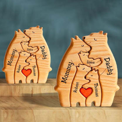 Personalized Wooden Bears Family Puzzle Christmas Home Decor