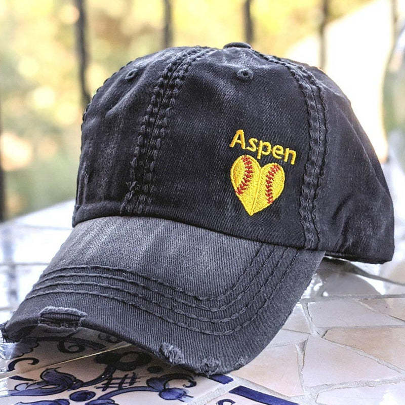 Sport Mom Baseball Cap, Embroidered Sport Heart Hat
