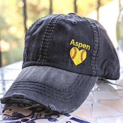 Sport Mom Baseball Cap, Embroidered Sport Heart Hat