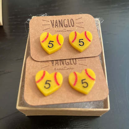 Personalized and Engraved Baseball/Softball Stud Earrings