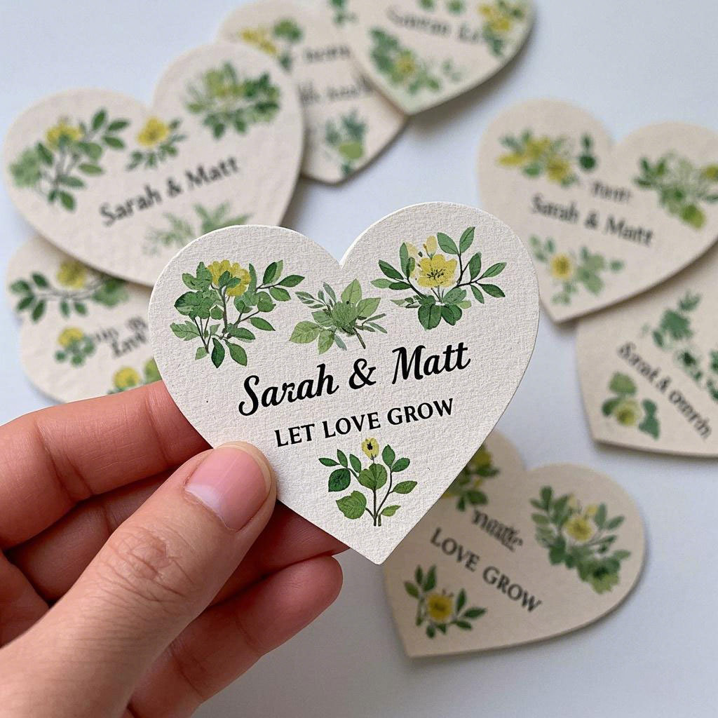 Personalized "Let Love Grow" Thank you Wedding favour Seed paper