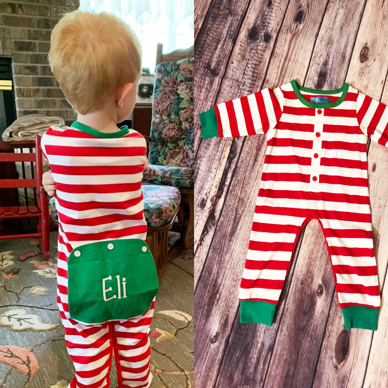 Embroidery Christmas Baby/Toddler Onesie Elf Pyjamas