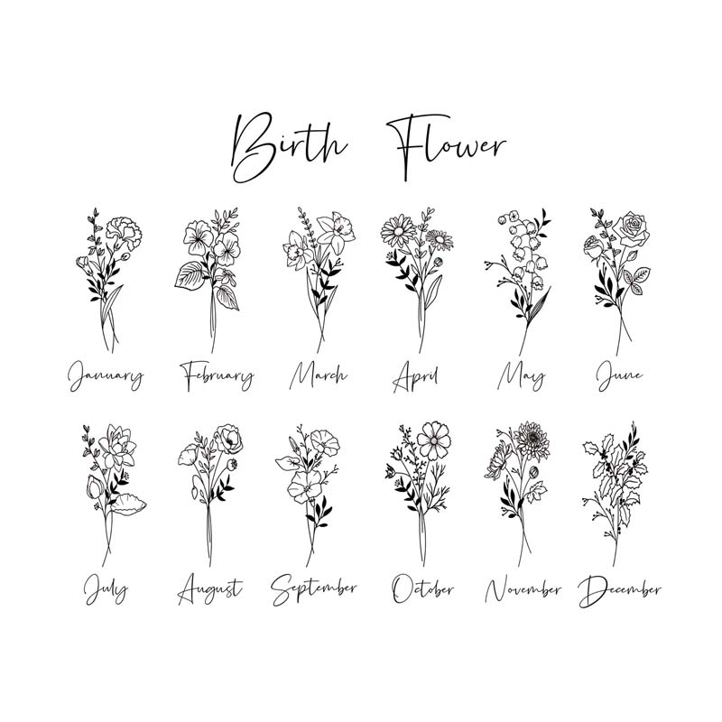 Personalized Birth Flower Tumbler Engraved Water Bottle Travel Water Bottle