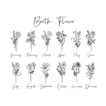 Personalized Birth Flower Tumbler Engraved Water Bottle Travel Water Bottle
