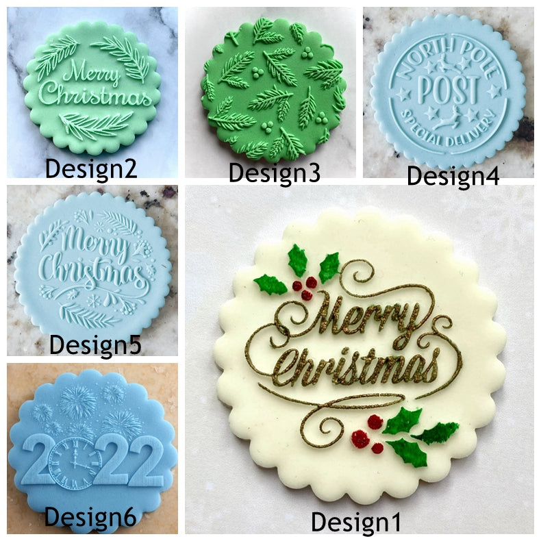 Christmas Cookie Stamp, Biscuit Icing Cupcake Decorating, Merry Christmas Embosser Stamp