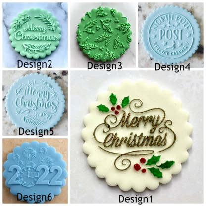 Christmas Cookie Stamp, Biscuit Icing Cupcake Decorating, Merry Christmas Embosser Stamp