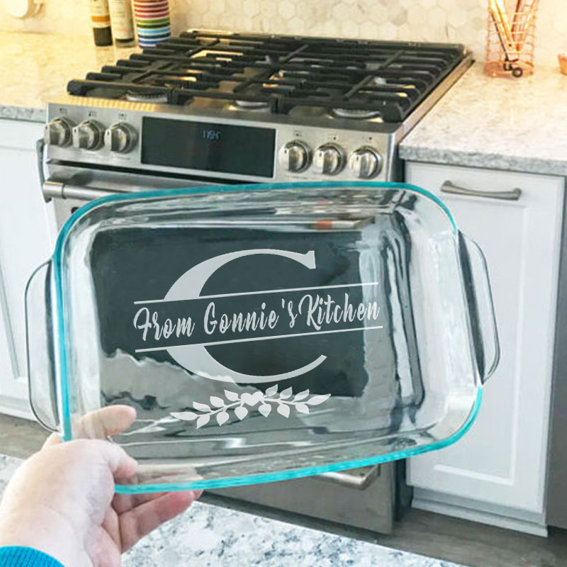 Personalized Glass Casserole Dish Kitchen Custom Baking Dish
