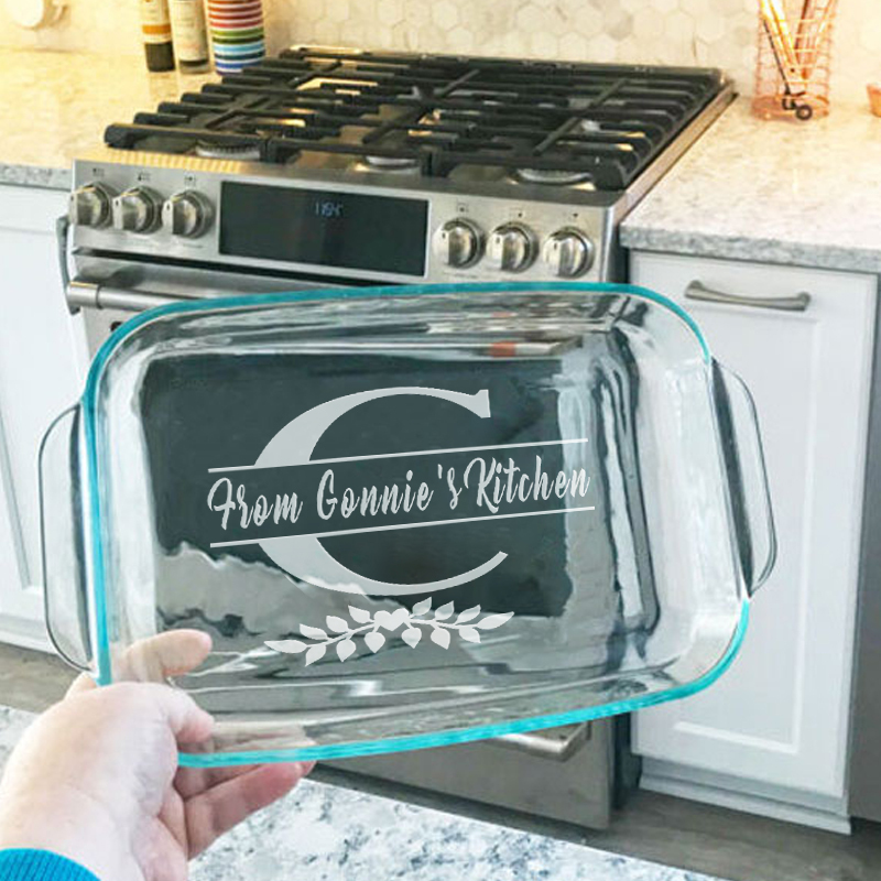 Personalized Glass Casserole Dish Kitchen Custom Baking Dish