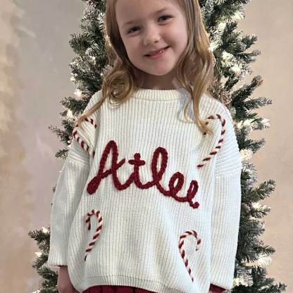 Christmas and Holiday Hand Embroidered Personalized Name Oversized Sweater for Babies