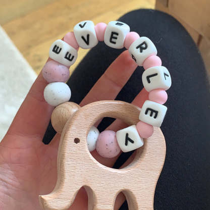 Personalised Baby Silicone Rattle With Name