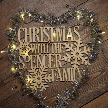 Personalised Wooden Hanging Christmas Family Sign