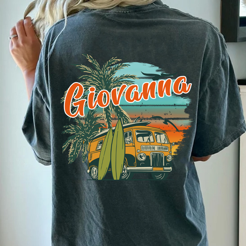 Personalized Girls Trip Name Oversized Women Shirt Beach Holiday T-shirt