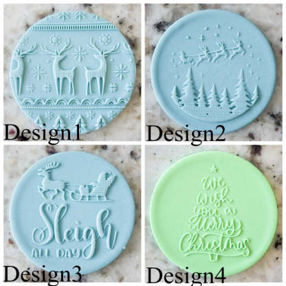 Christmas Decorative Pattern Biscuit Cookie POPup Embosser Stamp , We Wish You a Merry Christmas