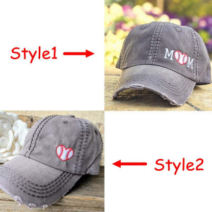 Sport Mom Baseball Cap, Embroidered Sport Heart Hat