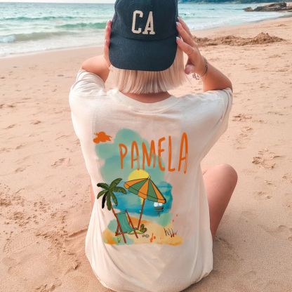 Personalized Girls Trip Name Oversized Women Shirt Beach Holiday T-shirt
